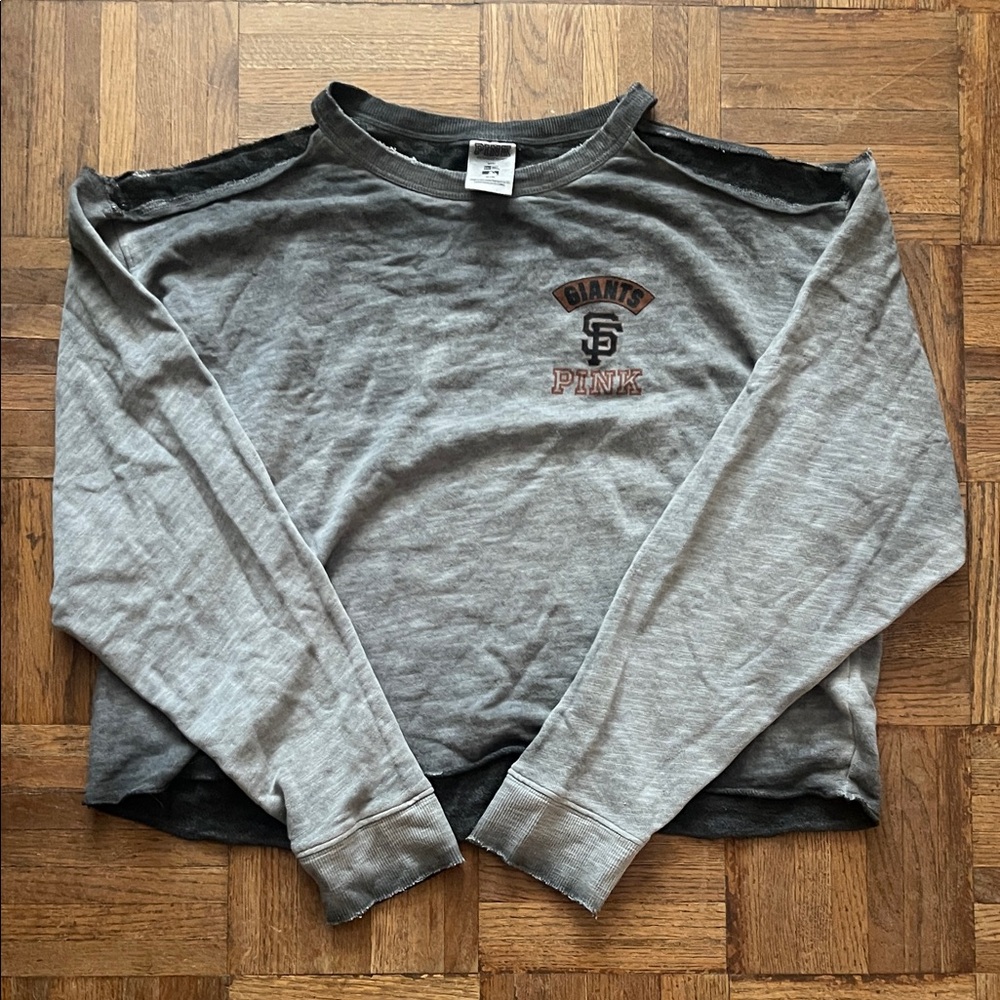 PINK Victoria's Secret Gray San Francisco Giants Cropped Crewneck